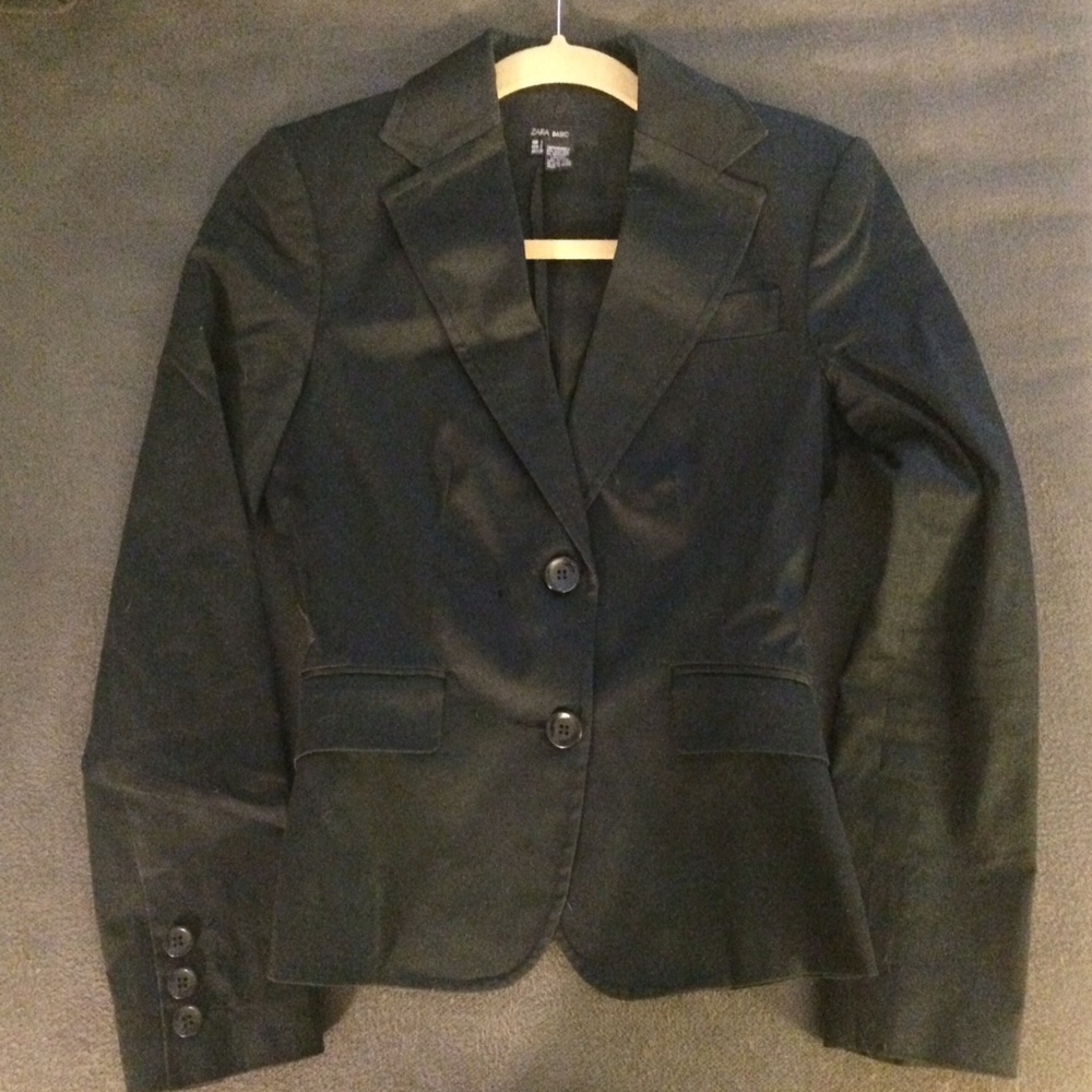 Zara Black Cotton Blazer (S/ XS)